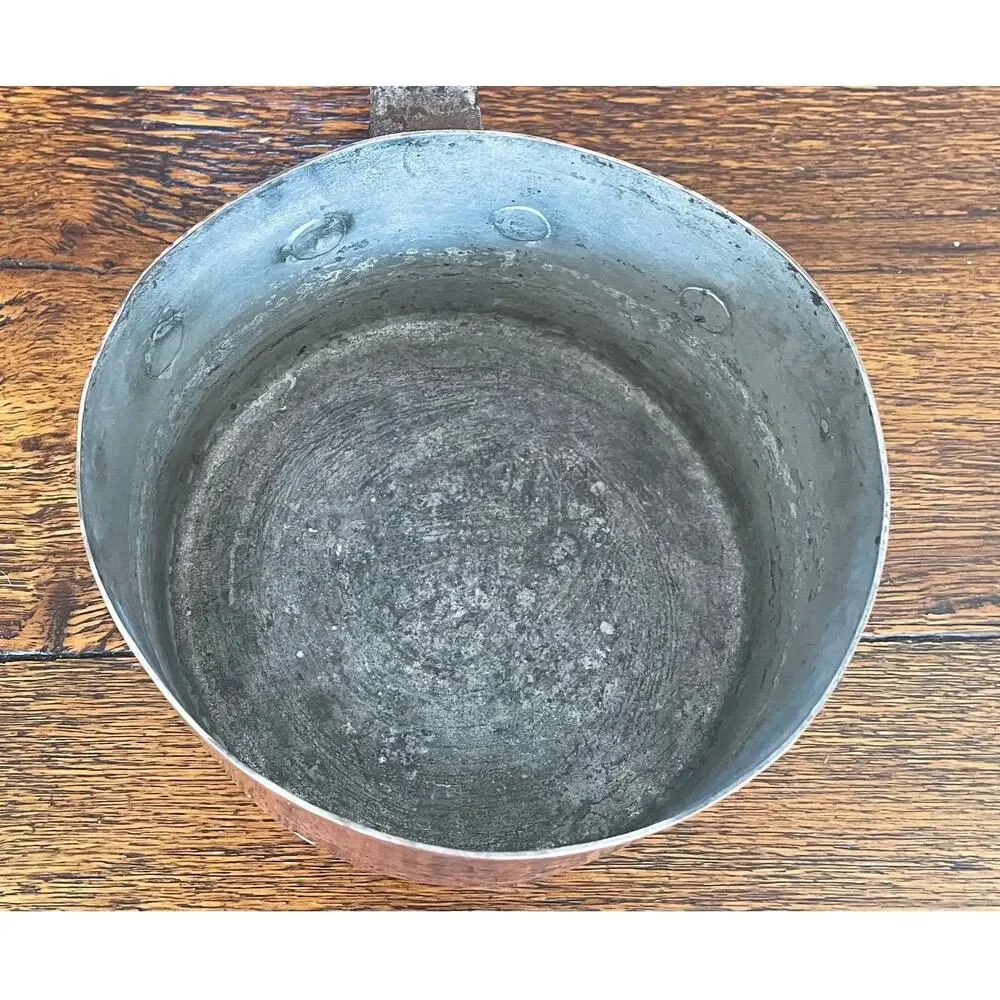 Vintage French Copper Saucepan with Cast Iron Handle